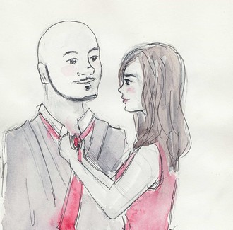 Aliya tying Ante's tie