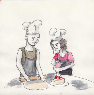 The ''Cuddlies'' are making a cake