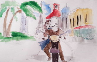 The ''Cuddlies'' travelling through Europe on a motorcycle