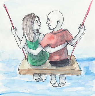 The ''Cuddlies'' on a swing