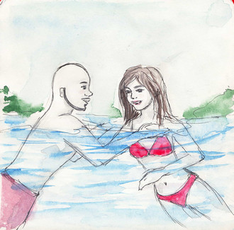 The ''Cuddlies'' swimming in a sea