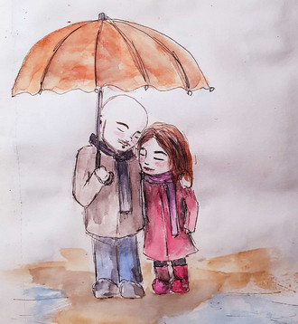 The ''Cuddlies'' under an umbrella