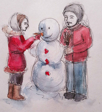 The ''Cuddlies'' are making a snowman