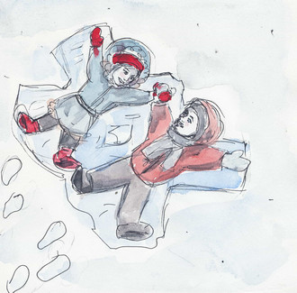 The ''Cuddlies'' are making snow angels