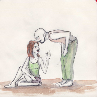 Aliya is doing yoga while Ante is kissing her