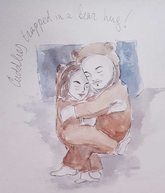The ''Cuddlies'' are cuddling in their bear pijamas