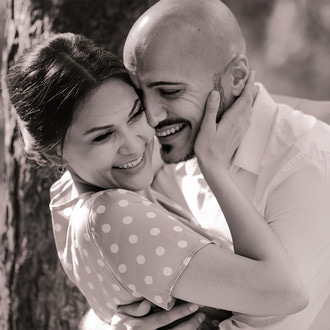 Aliya & Ante hugging and smiling